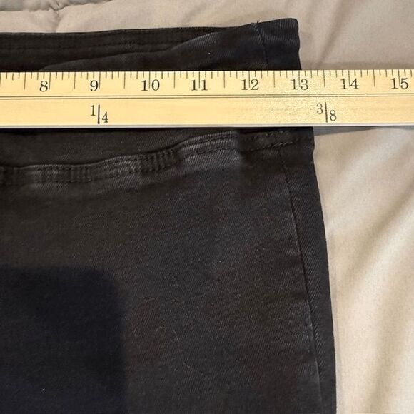 FRAME The Jetset High Rise Flare Jeans Sheen Noir Pull On Black Stretch Size 1 - Picture 9 of 14